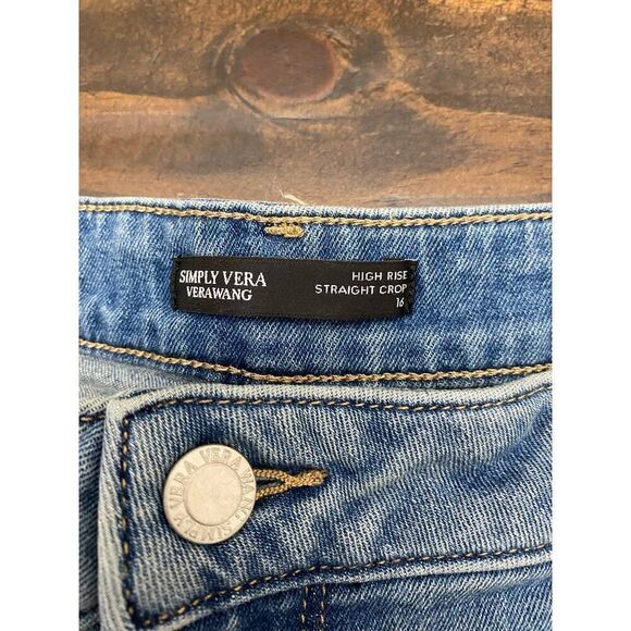 Simply Vera Vera Wang High-Waisted Straight Crop Jeans Mid Wash Denim Size 16 - Picture 6 of 10
